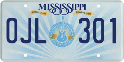 MS license plate OJL301