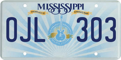 MS license plate OJL303