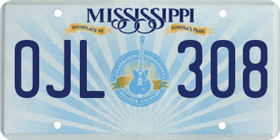 MS license plate OJL308