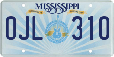 MS license plate OJL310
