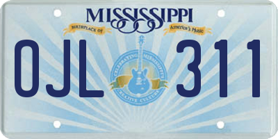 MS license plate OJL311
