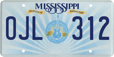 MS license plate OJL312