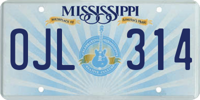 MS license plate OJL314