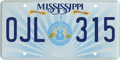 MS license plate OJL315
