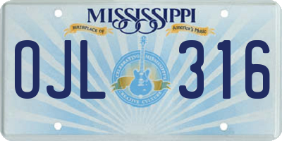 MS license plate OJL316