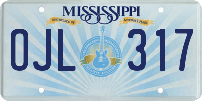 MS license plate OJL317
