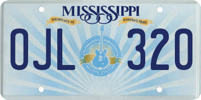 MS license plate OJL320