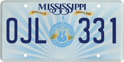 MS license plate OJL331