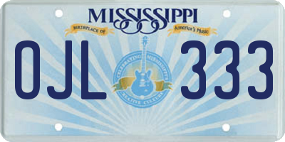 MS license plate OJL333
