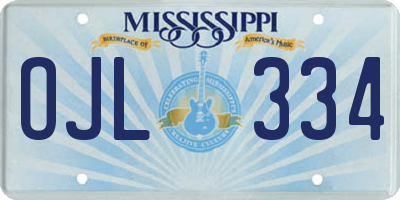 MS license plate OJL334