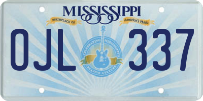 MS license plate OJL337