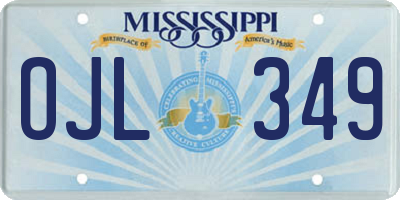 MS license plate OJL349