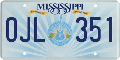 MS license plate OJL351