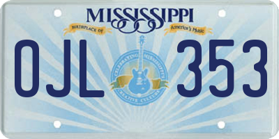 MS license plate OJL353