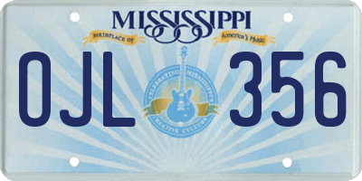 MS license plate OJL356