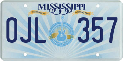 MS license plate OJL357