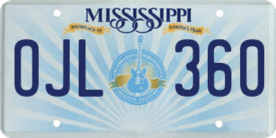 MS license plate OJL360