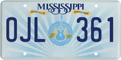 MS license plate OJL361