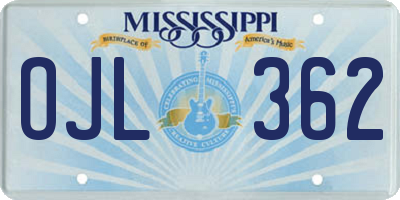 MS license plate OJL362