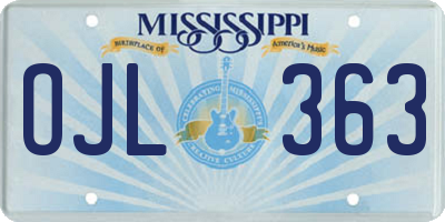 MS license plate OJL363