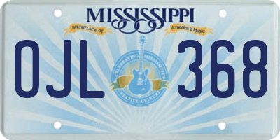 MS license plate OJL368