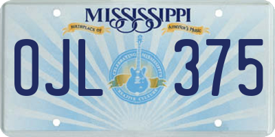 MS license plate OJL375
