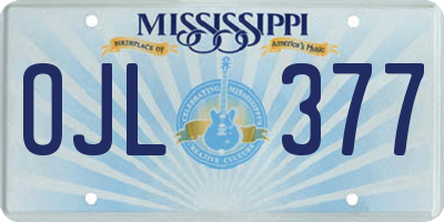 MS license plate OJL377