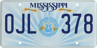 MS license plate OJL378
