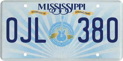 MS license plate OJL380