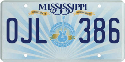 MS license plate OJL386