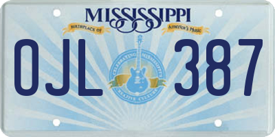 MS license plate OJL387