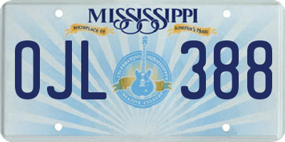 MS license plate OJL388