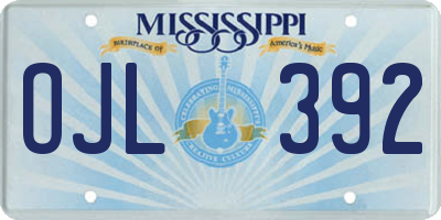 MS license plate OJL392