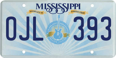 MS license plate OJL393