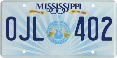 MS license plate OJL402