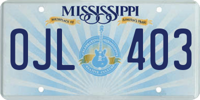 MS license plate OJL403