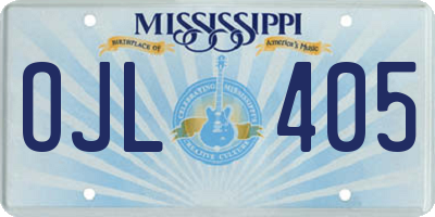 MS license plate OJL405