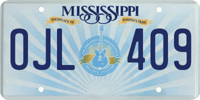 MS license plate OJL409