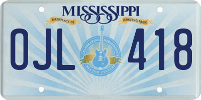 MS license plate OJL418
