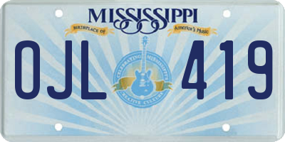 MS license plate OJL419
