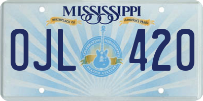 MS license plate OJL420