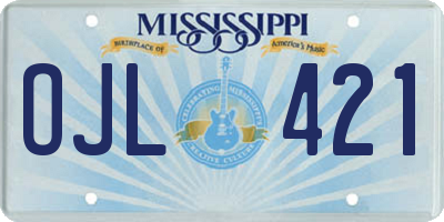 MS license plate OJL421