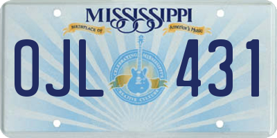 MS license plate OJL431