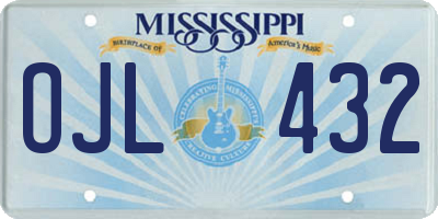 MS license plate OJL432