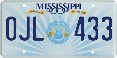 MS license plate OJL433