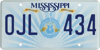 MS license plate OJL434
