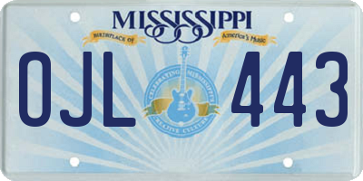 MS license plate OJL443