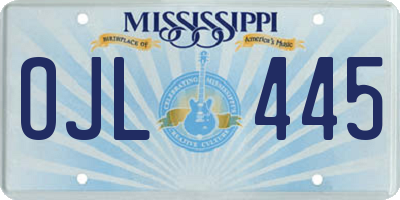 MS license plate OJL445