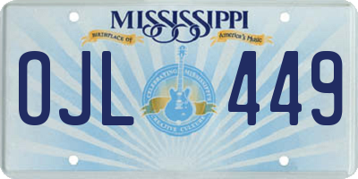 MS license plate OJL449