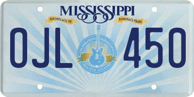 MS license plate OJL450